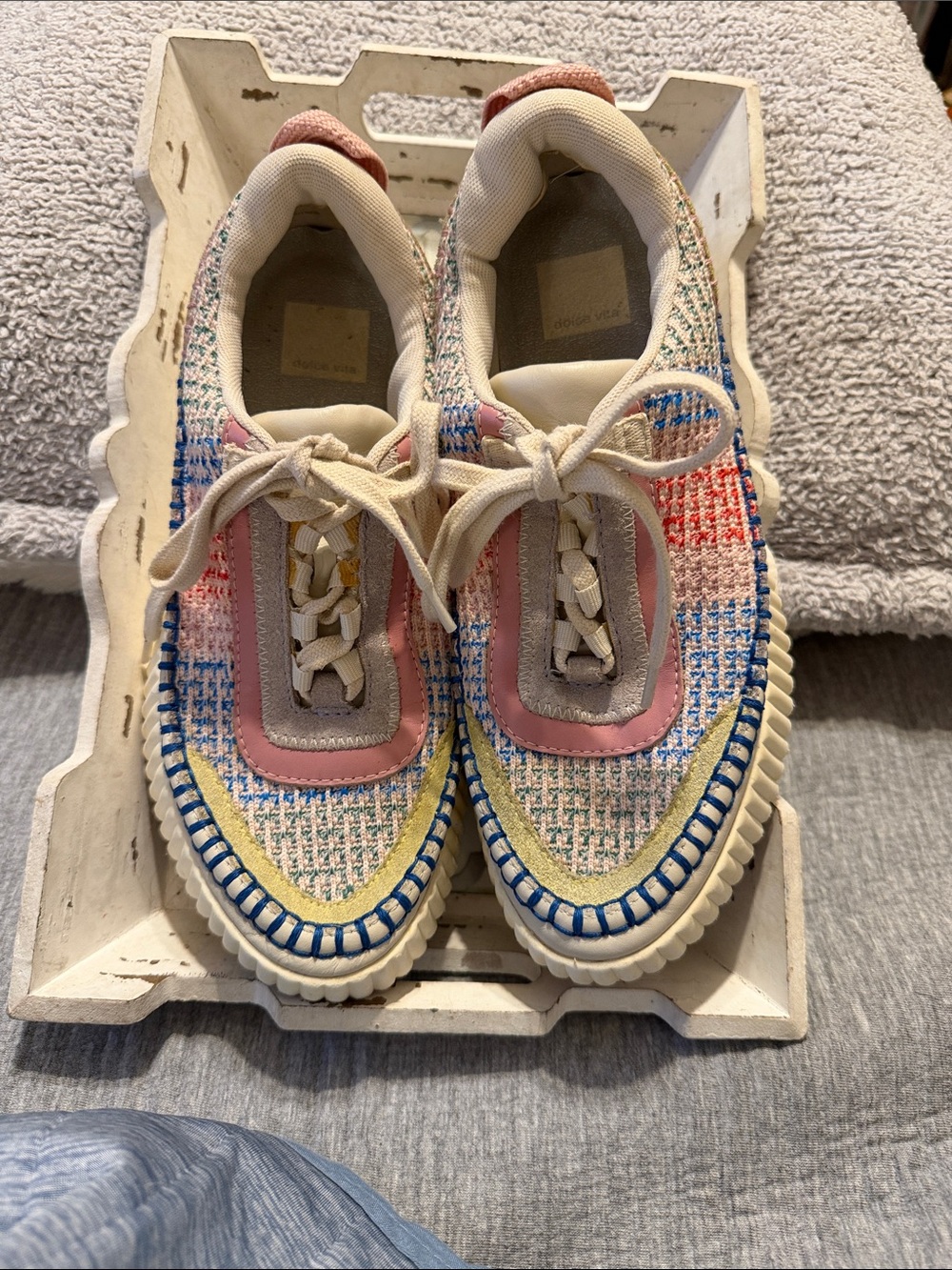 Women’s Multicolor Tweed Lace-Up Sneakers - Pink Accents